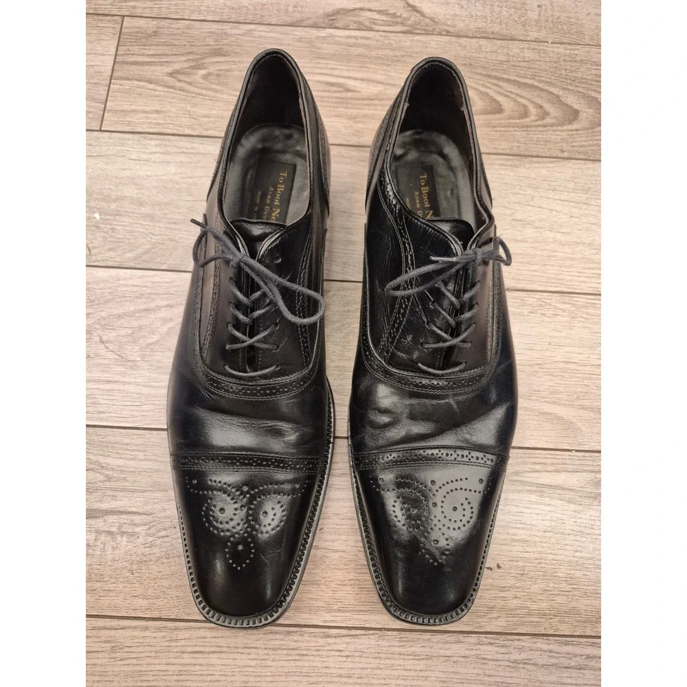 To‎ Boot New York Adam Derrick Mens Black Leather Brogue Medallion Oxfords Sz 12